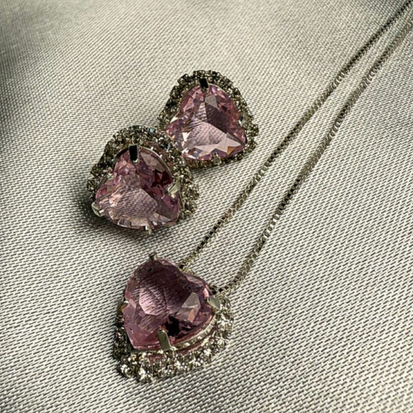 Conjunto coração rosa