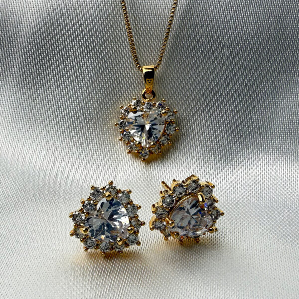 Conjunto coração cristal