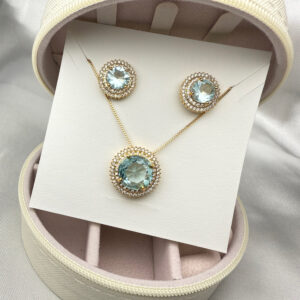 Conjunto redondo maior azul