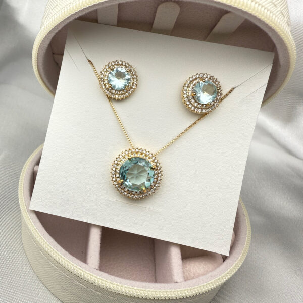 Conjunto redondo maior azul