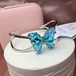 Bracelete prata borboleta azul