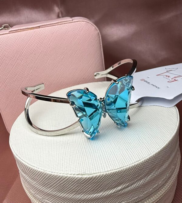 Bracelete prata borboleta azul