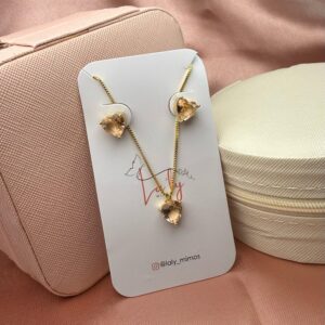 Conjunto coração cristal champagne