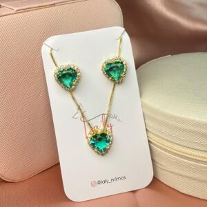 Conjunto coração mar verde