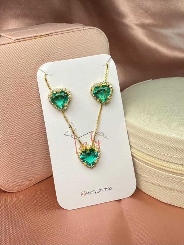 Conjunto coração mar verde