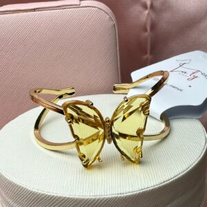 Bracelete dourado borboleta amarela