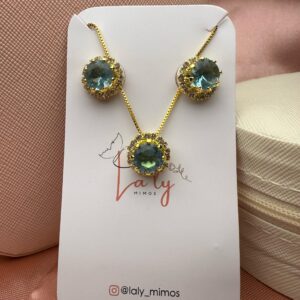 Conjunto redondo verde simples