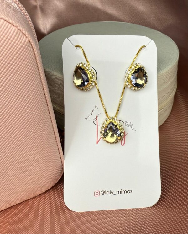 Conjunto gota pequena roxo acinzentado