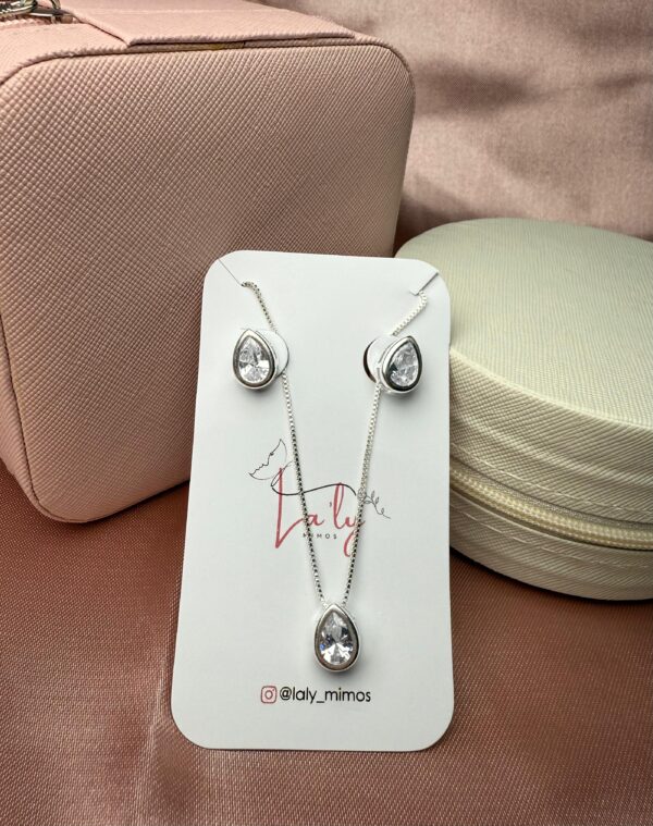Conjunto gota prata