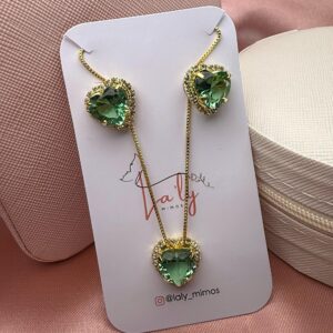 Conjunto coração verde