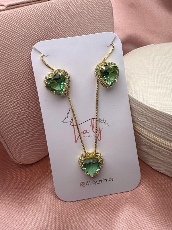 Conjunto coração verde